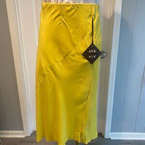 Ava & Viv Yellow Midi Skirt Size